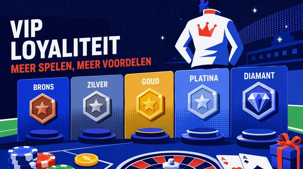 VIP-niveaus tabel met gouden badges en voordelen